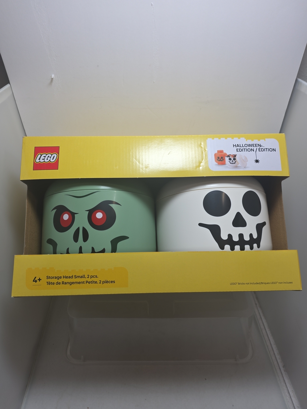 LEGO Halloween Edition Small Storage Heads Zombie Skeleton 2-Piece Set New